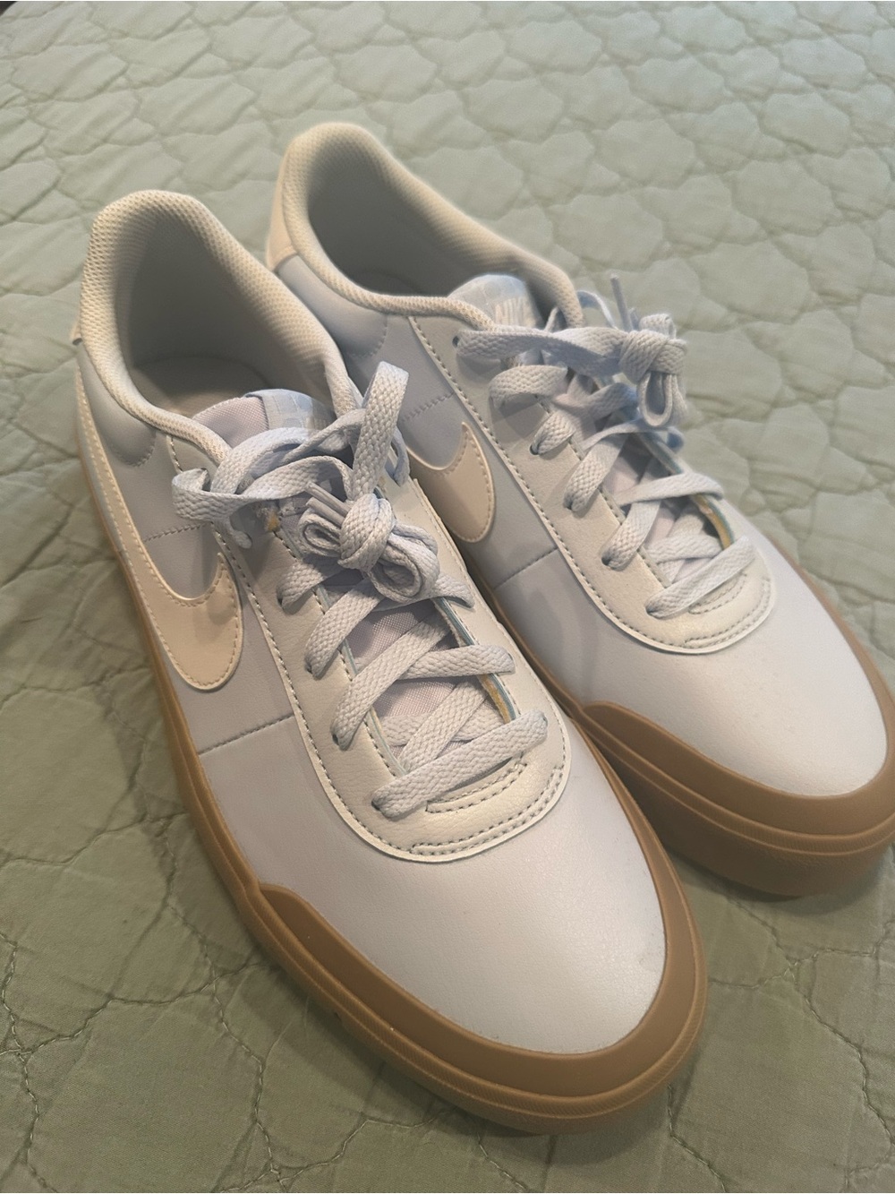 Nike Light Blue and White Sneakers with Gum Sole
